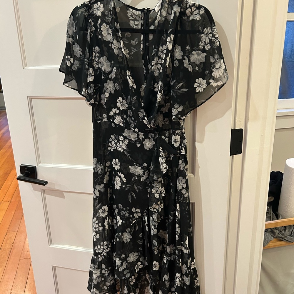 Floral Black and White Dress